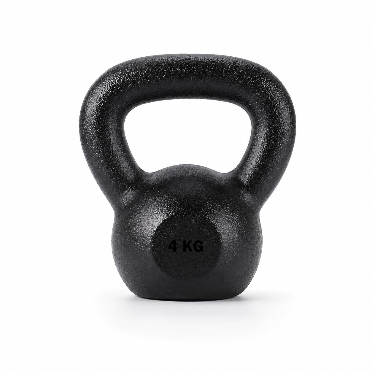 Cast Iron Kettlebell Weight 4kg–20kg – Solid Strength Training Kettlebell with Protective Base, Smooth Grip Handle for Home Gym Fitness, Muscle Building & Full Body Workout (Black, 4KG)