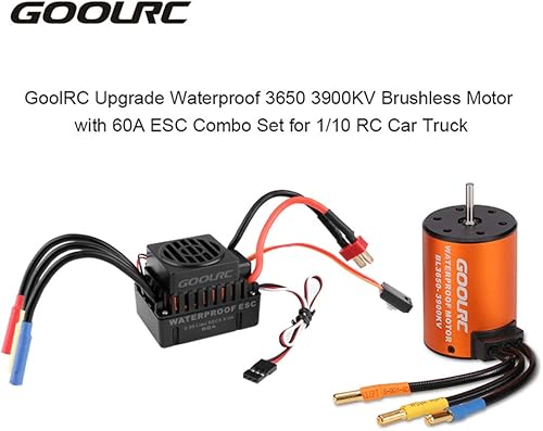 Miniatura 2 de GoolRC Motor sin escobillas impermeable 3650 de 3900 KV con juego combinado ESC de 60 A para 1/10 RC Car Truck