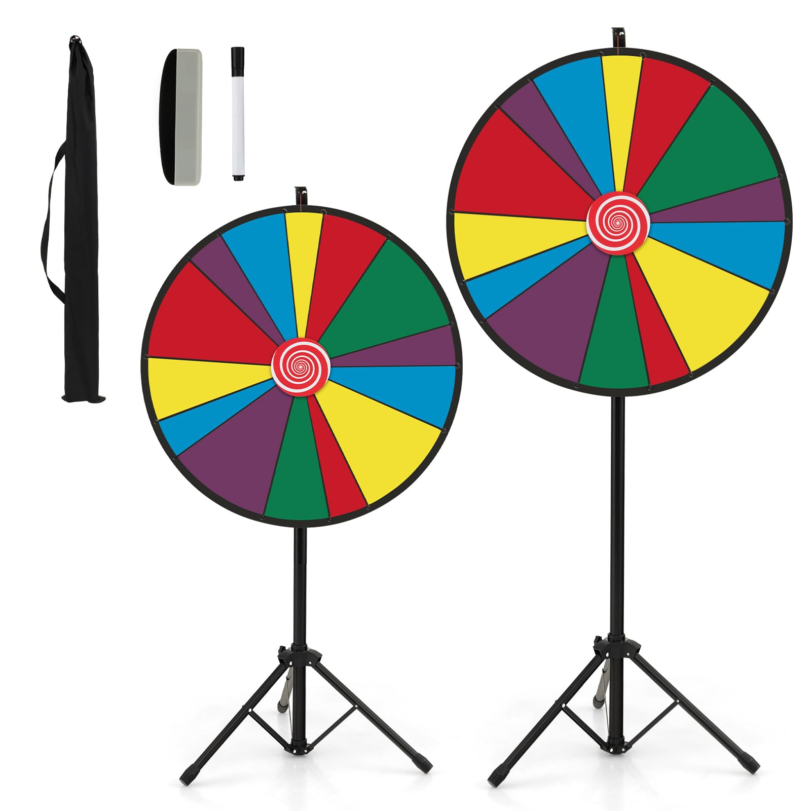 SOARS Roue de la Fortune 30", Hauteur Réglable de 140-170 CM, Personnalisable avec Marqueur pour Tableau Blanc et Éponge, pour Jeux de Mots, Famille (76 CM, 14 Emplacements)