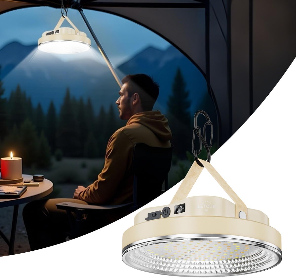 5000LM Flashlight Portable LED Camping Lantern Rechargeable Light 30W with Magnet , IPX4 Waterproof Tent Lights Power Failure Emergency Survival Kits Snowstorm
