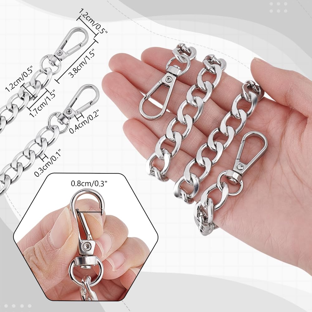 2pcs 60cm Rechange Pour Chaîne De Sac Sangle De Chaîne Plate