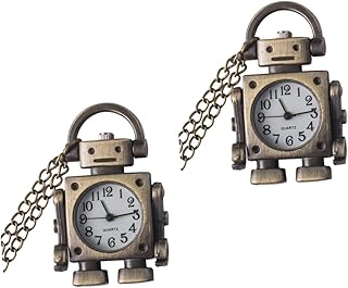 2 Pçs Relógio De Bolso Vintage Relógio De Bolso Pingente Colar De Pêndulo Relógio De Corrente Vintage Colar De Bronze Chaveiro Pingente Colar Corrente De Relógio De Bolso Relógio