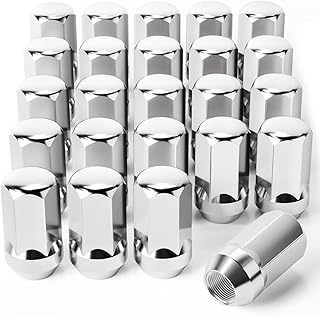 OMT M14x1.5 Lug Nuts, Cone Seat Lug Nut Set with 7/8" Hex, 14x1.5mm Wheel Lug Nuts Compatible with Buick Dodge Cadillac Chrysler Chevy Silverado & Tahoe, GM 9596070 611-236, Set of 24, Chrome