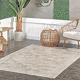 nuLOOM Aine - Alfombra geométrica de 7 x 10 pies, lavable a máquina, para interiores y exteriores, para sala de estar, patio, terraza, porche delantero, cocina, color beige