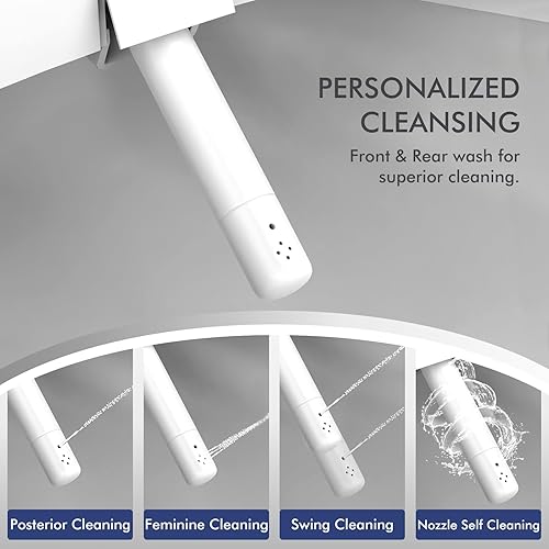 Miniatura 4 de Asiento de bidé eléctrico para inodoros alargados con control remoto inalámbrico y panel lateral, múltiples modos de pulverización, asiento con