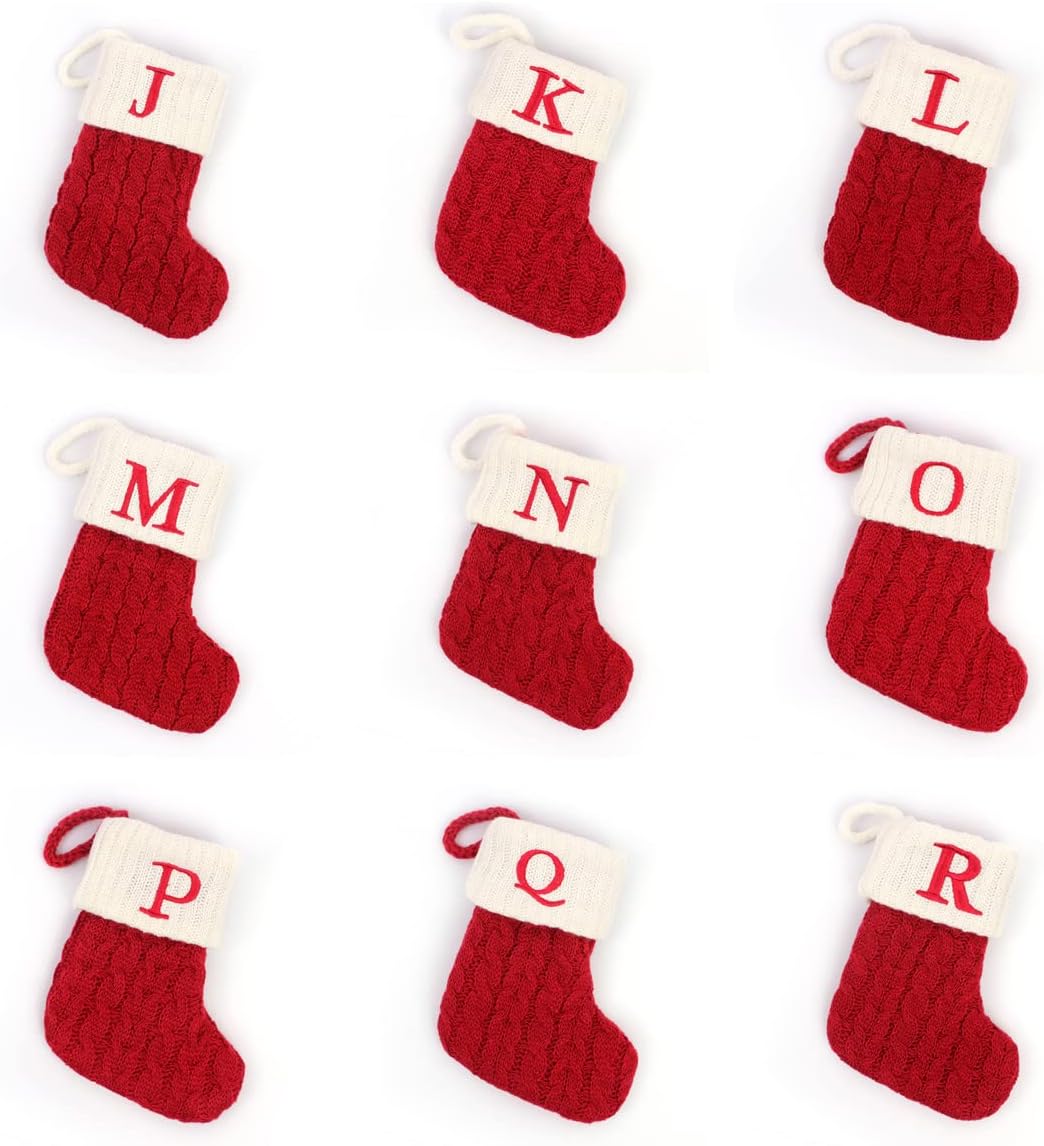 Nameinhea Personalized Christmas Stockings with Initials Customized Letter