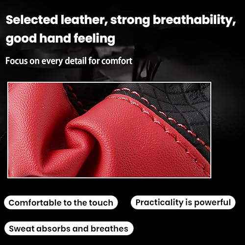 Miniatura 4 de Funda para volante de automóvil, 15 pulgadas, transpirable, antideslizante, en relieve, cuero de microfibra, tamaño estándar universal, elástico,