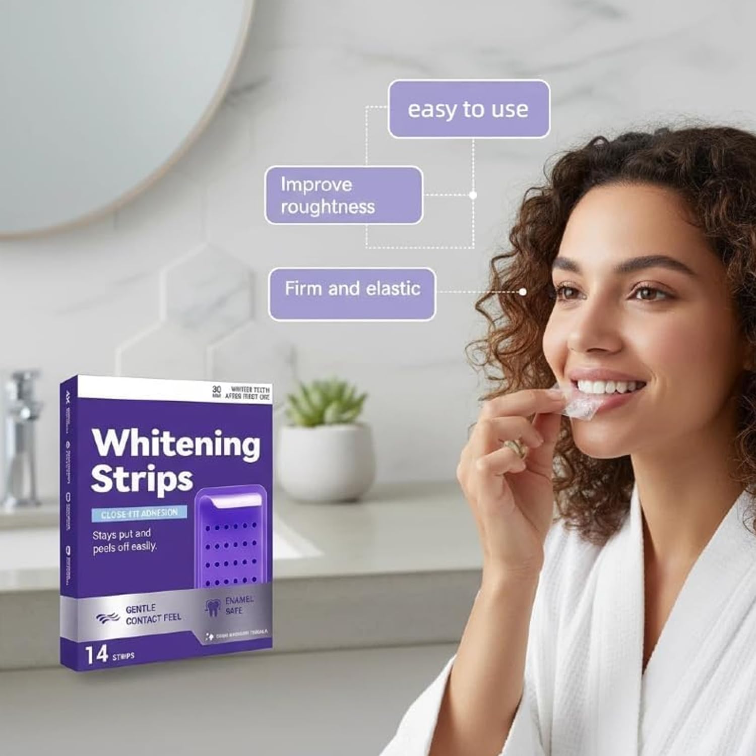14 Pcs Purple Teeth Whitening Strips, Effectively Removes Surface Stains & Natural Shine,Fit for Daily Use, Enamel Safe,Comfortable Wear — view 4