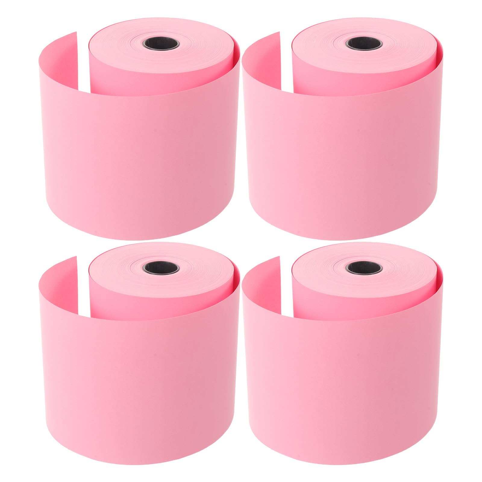 4 Rollos Papel Térmico para Impresora de Recibos Compatibilidad y Calidad de Impresión Clara, Adecuado para Restaurantes y Dispensadores de Tickets Hospitalarios, Color Rosa