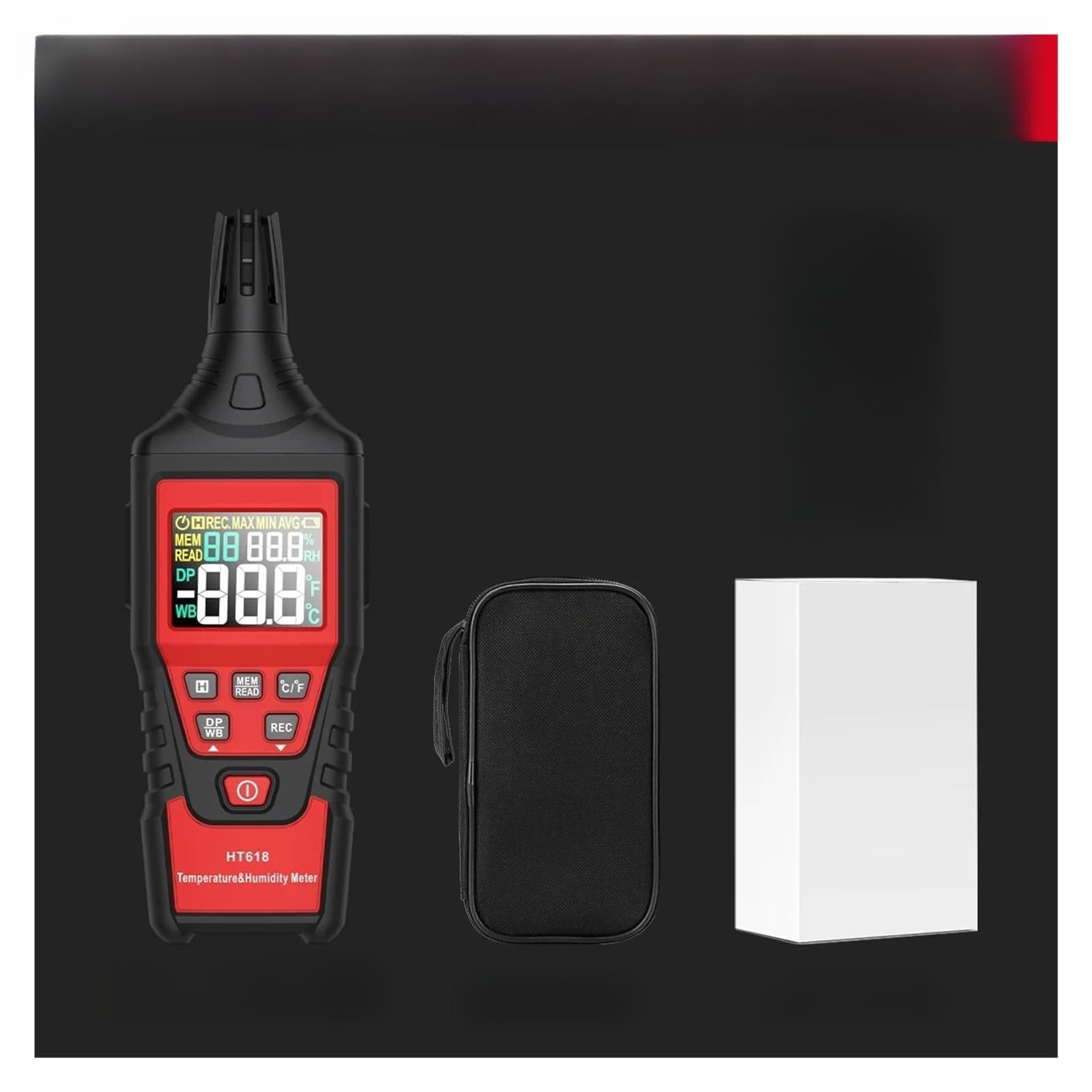 Termómetro psicrómetro digital HT618, higrómetro con retroiluminación, medidor de temperatura y humedad con punto de rocío.