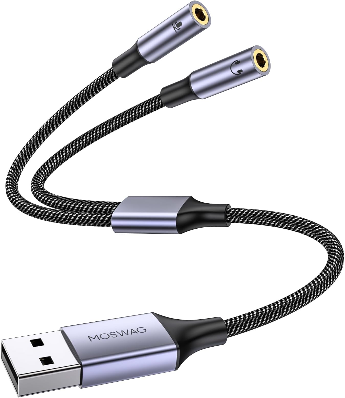 USB to Double 3.5mm Female Adapter
