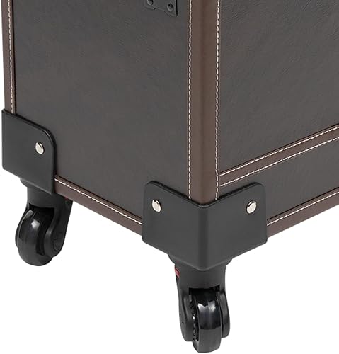 Miniatura 7 de Goudergo Estuche de tren de maquillaje con ruedas para artistas, carrito de belleza, caja organizadora de cosméticos con 4 ruedas, estuche de tren