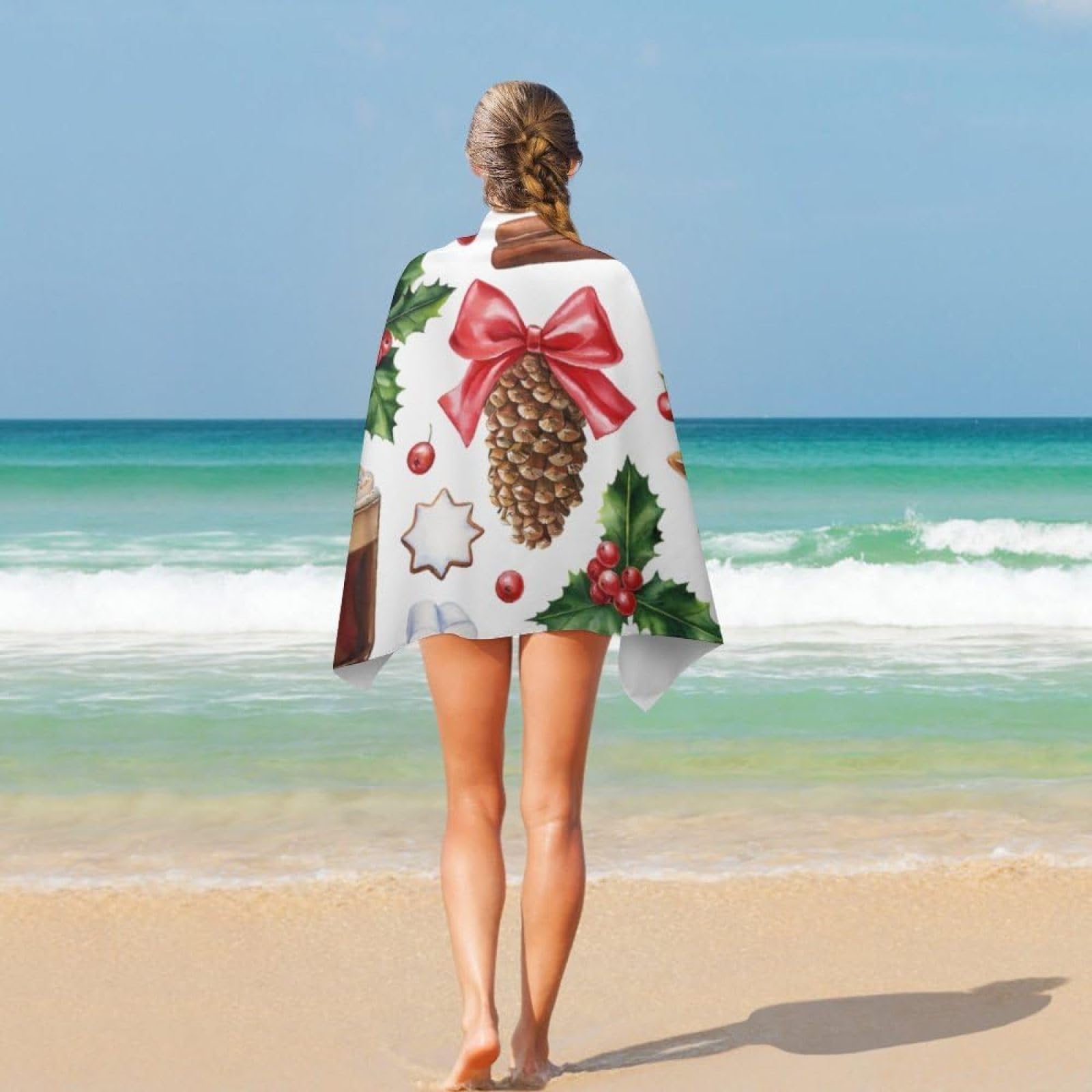 Serviette De Plage Microfibre Noël 70x150cm - Séchage Rapide Et Compacte Pour Voyages Et Camping