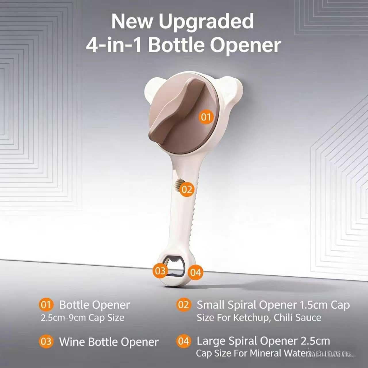 4 in 1 Multi-Purpose Jar Opener, Adjustable Three Claw Bottle Opener with Non Slip Teeth, Includes Magnetic Hook For Beer Bottle Caps And Non-Slip Rubber Gripper For Stubborn Lids (2)