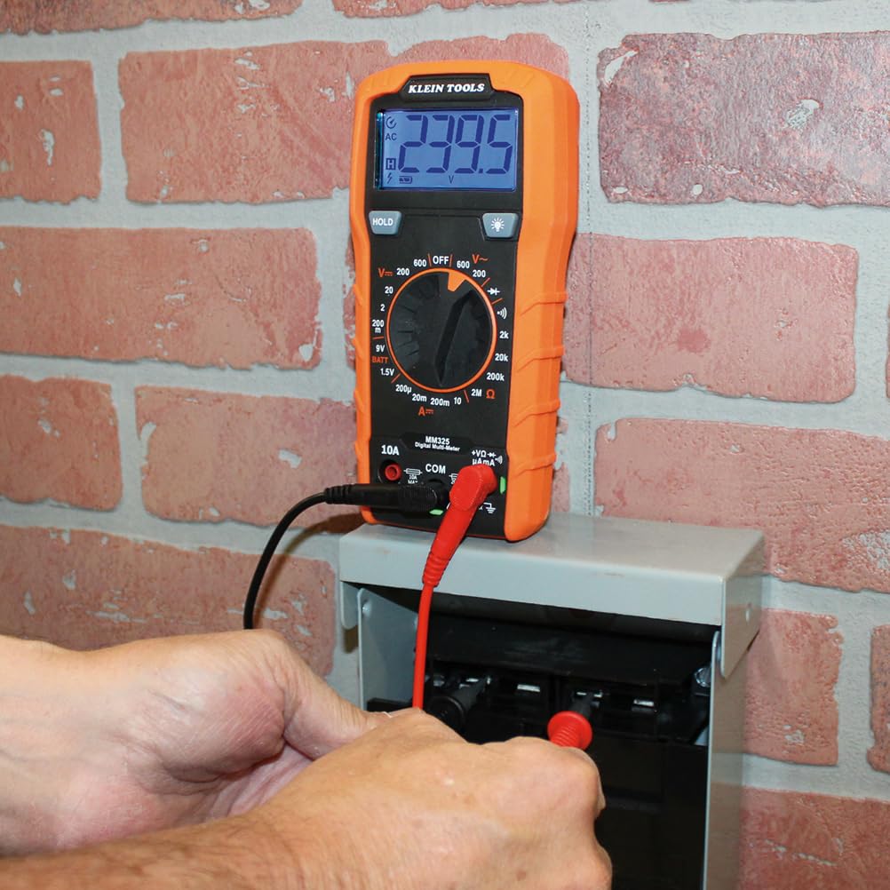 Klein Tools MM325 Multimètre numérique 600V AC/DC | Appareil de mesure électrique à sélection manuelle | Multimètre digital | Tension Courant Résistance | Test diode Continuité Test batterie CAT III