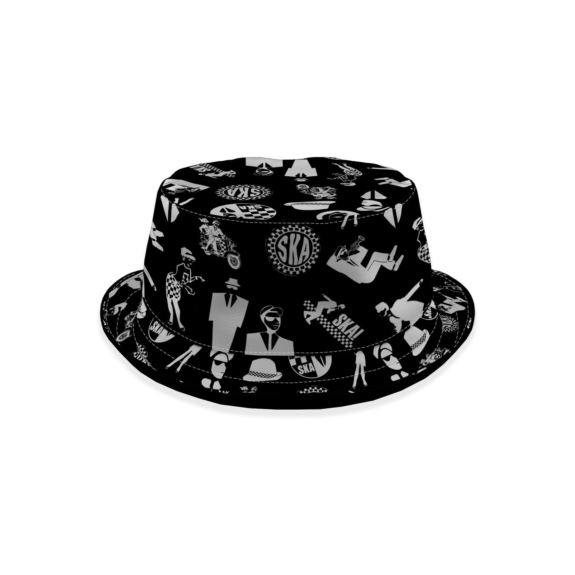 BRITISH MADE GIFTS SKA Sticker Print - Bucket Hat | Fashion Sun Cap Packable Outdoor Fisherman Hat for Women and Men (as8, Alpha, x_s) Multicoloured