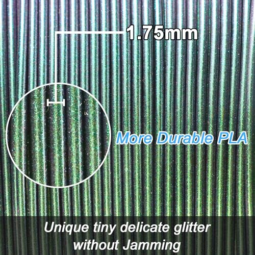 Image of LOVOON 3D Printing PLA Filament 1.75mm Sparkle Glitter, Burnt Titanium 3D Printer Filament, Sparkle in Sunlight Filament, Subtle Glitter Under the Light, Galaxy Green, 1KG(2.2lbs) /Spool