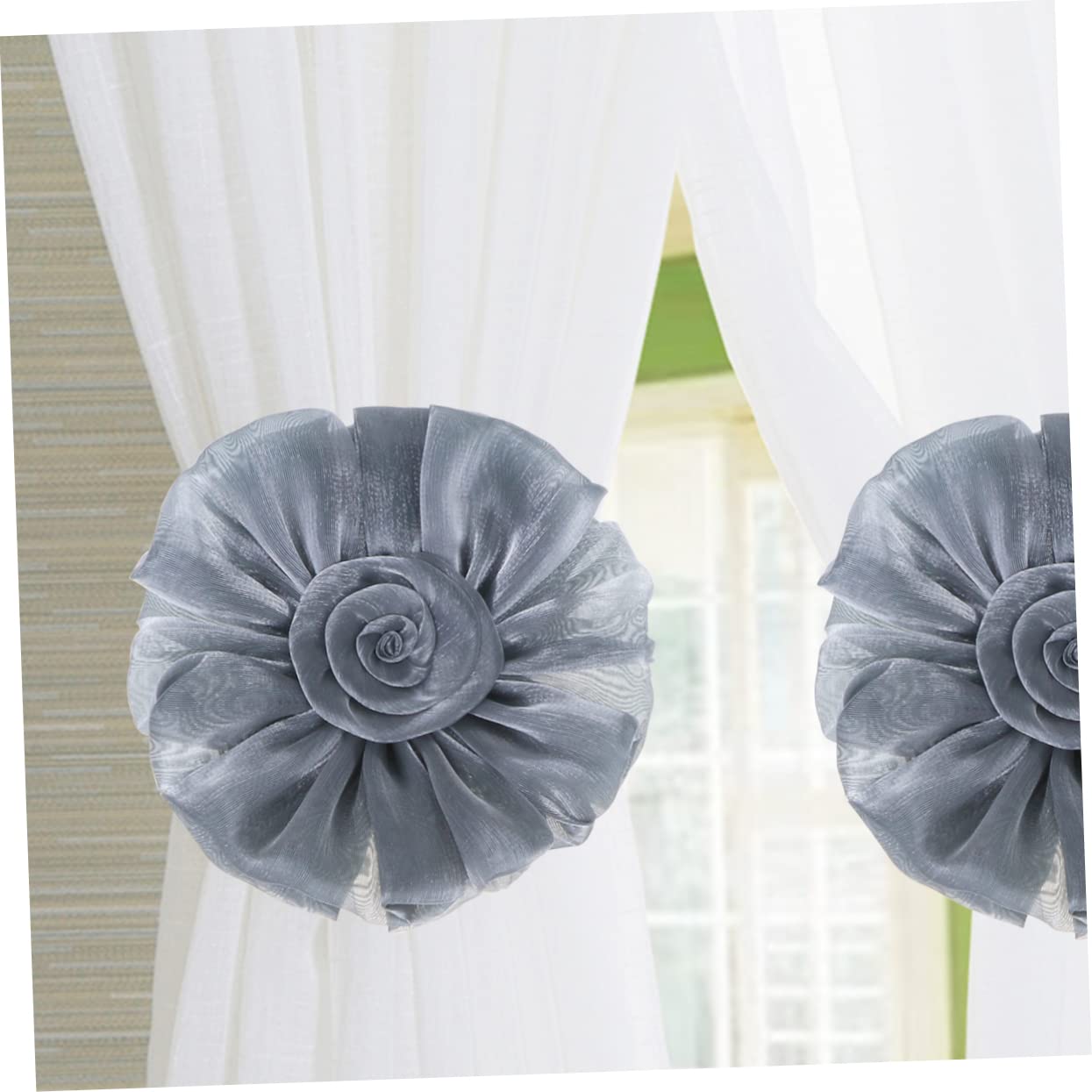 Cabilock Boucles de Rideau Décoratives de Fleur de Soleil 2 Pièces, Pinces Élégantes en Tissu pour Décor de Chambre et Accessoires de Rideaux Robustes