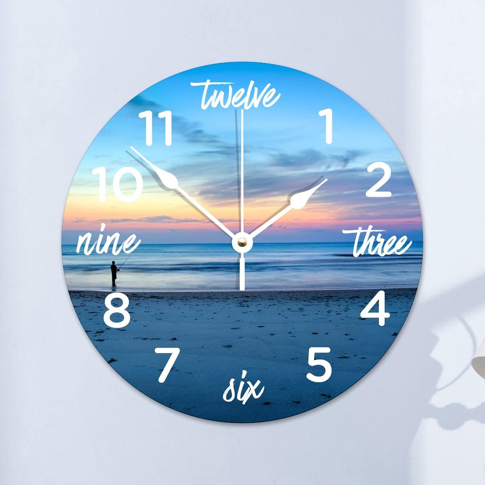 Horloge murale de plage en bois fonctionne à piles pour salon
