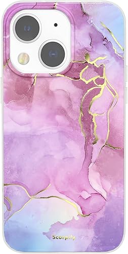 Miniatura 4 de SCORPIFY Funda para iPhone 14 compatible con MagSafe con diseño de mármol violeta, bonita funda magnética morada para mujeres y niñas, no