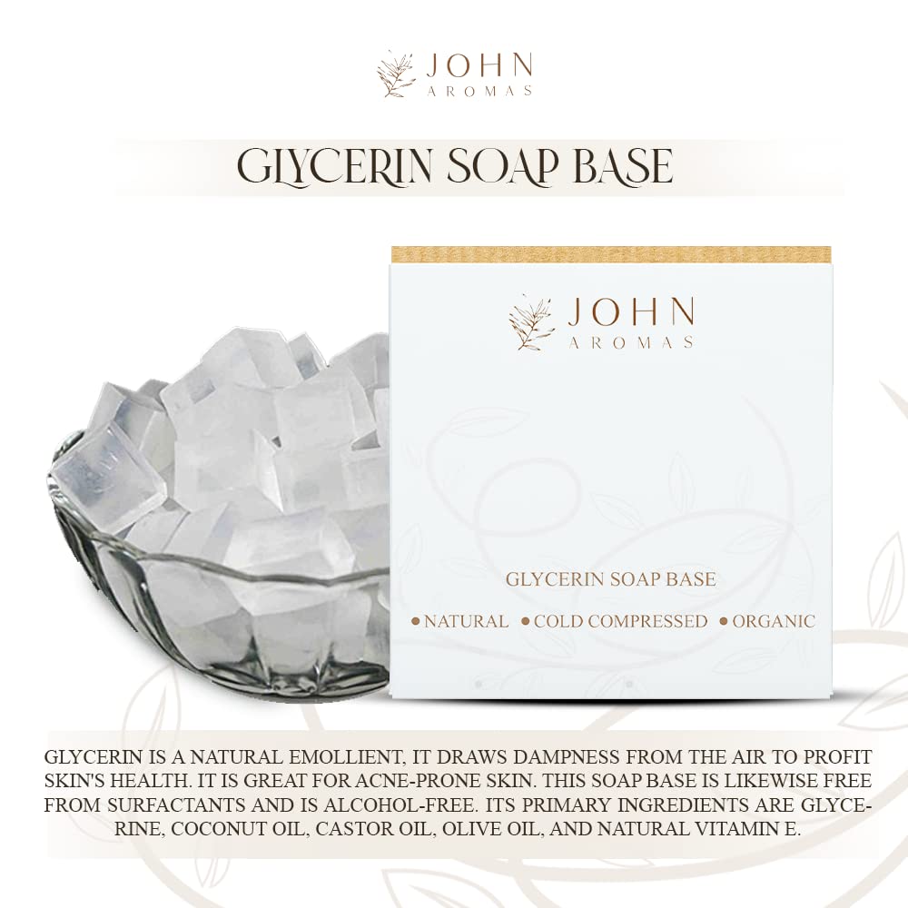 JOHN AROMAS Glycerin Premium Relief Bath Scrubs & Soap Base 100% Organic and Natural 1KG