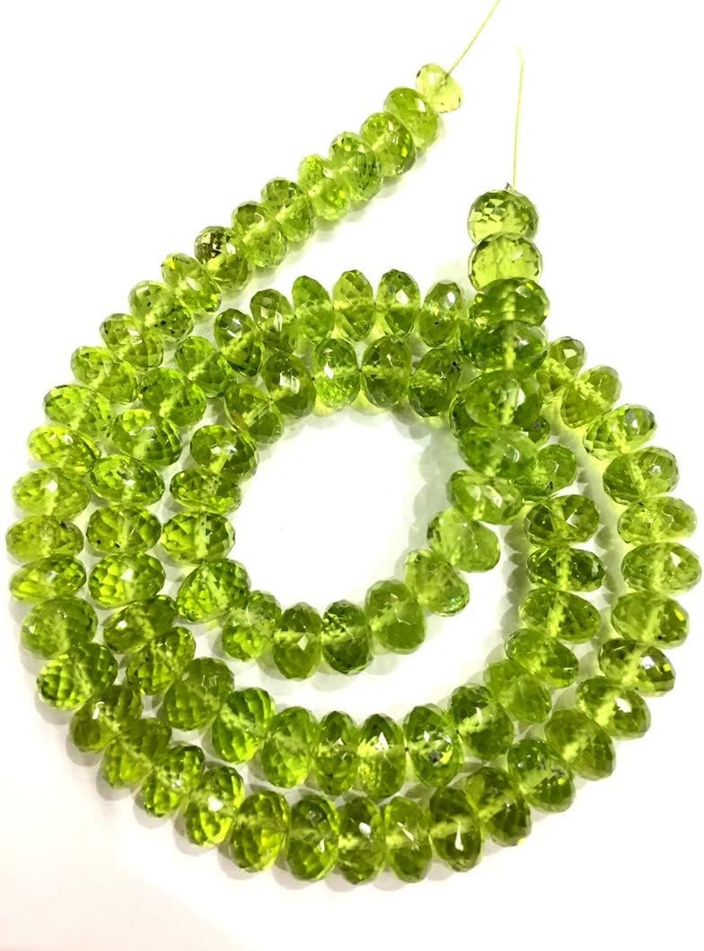 Natural AAA Peridot Faceted Round Beads 6mm - Genuine Gemstone Strand 13" Loose Beads for Jewelry Making DIY Crafts & August Birthstone Projects