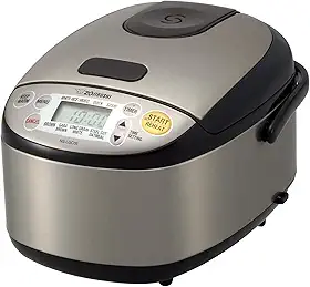 Panela elétrica de arroz Zojirushi Micom com capacidade para 3 xícaras, tamanho compacto, várias configurações, feita em aço inoxidável, cabo de alimentação retrátil integrado e aquecedor e panela