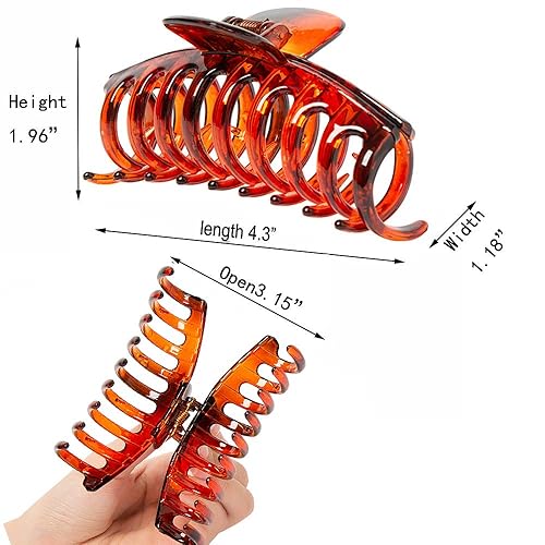 Miniatura 10 de Kitiin Pinzas grandes para cabello grueso, fino y fino, dientes de sujeción fuerte entrelazados para mujeres, pinzas de mandíbula para cabello,