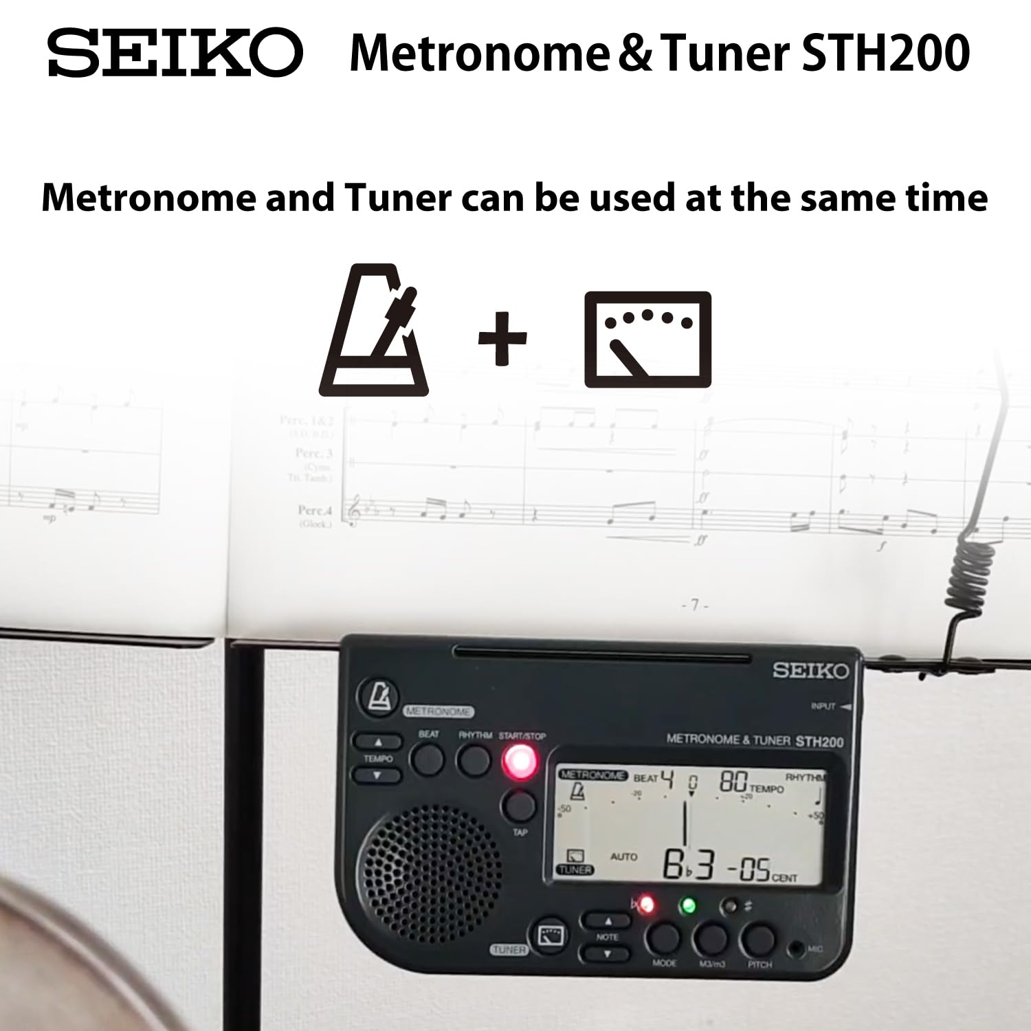 Amazon | SEIKO(セイコー) メトロノームチューナー 大音量 譜面台取付