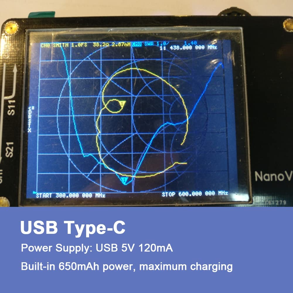 Analizzatore Di Antenna Di Rete Vettoriale -H 10KHz-1.5GHz MF HF VHF UHF con Slot per Scheda SD Shell Tester Digitale Nano VNA-H