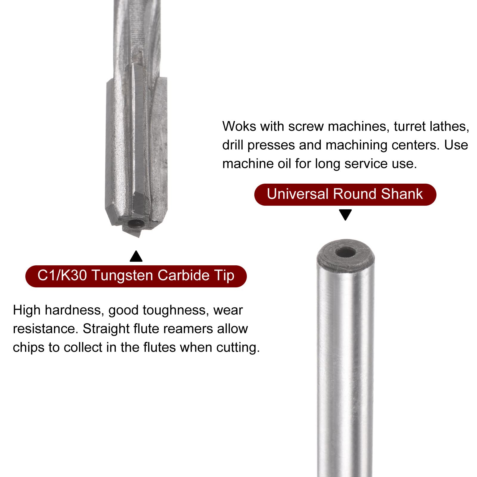Sourcing Map 3.2mm Alésoir Mandrin Carbure Tungstène Tour