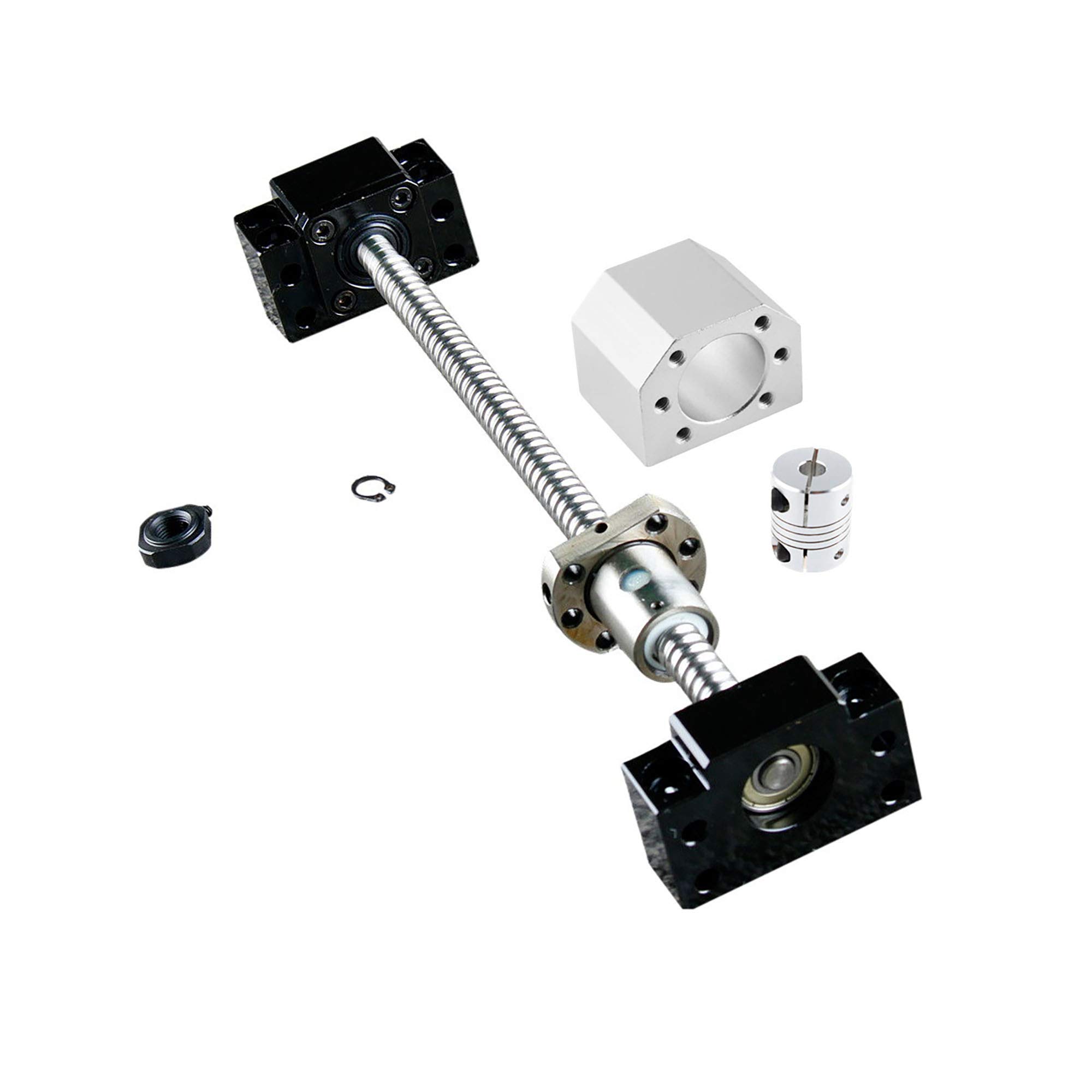 CNCCANEN Ball Screw SFU1605 700mm + BK12/BF12 End Support + DSG16H Nut Housing + 6.35mm x 10mm D25L30 Coupler RM1605 BallScrew Anti-Backlash for CNC