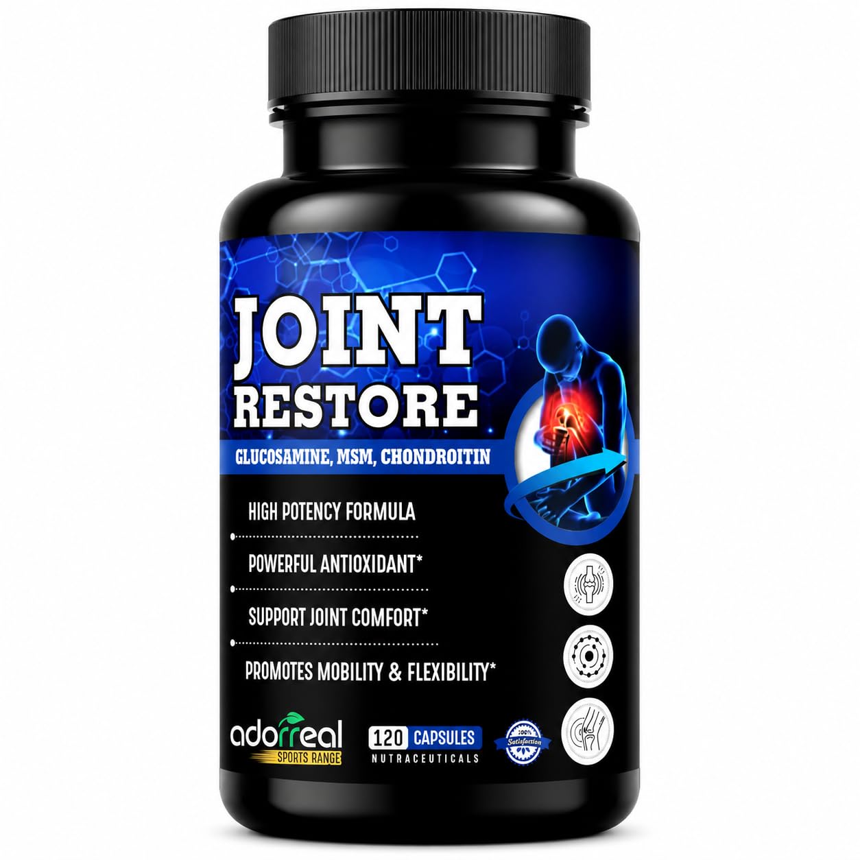 Adorreal Joint Restore 120 capsules Glucosamine Chondroitin and MSM for Cartilage & Joint Support Supplement Extra Strength; Joint and Bone, Mobility and Flexibility-picture-21