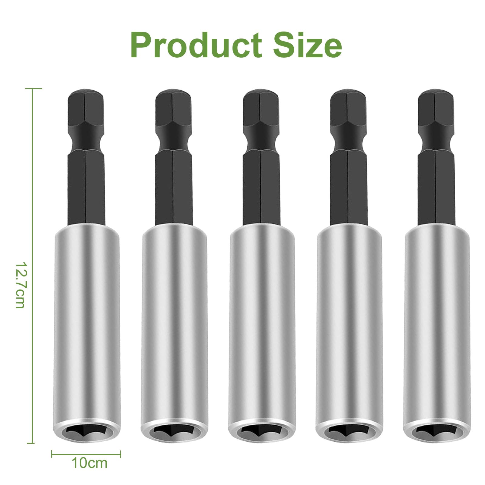GOOGO Lot de 5 porte-embouts magnétiques de qualité supérieure - 1/4" - En acier inoxydable - 60 mm