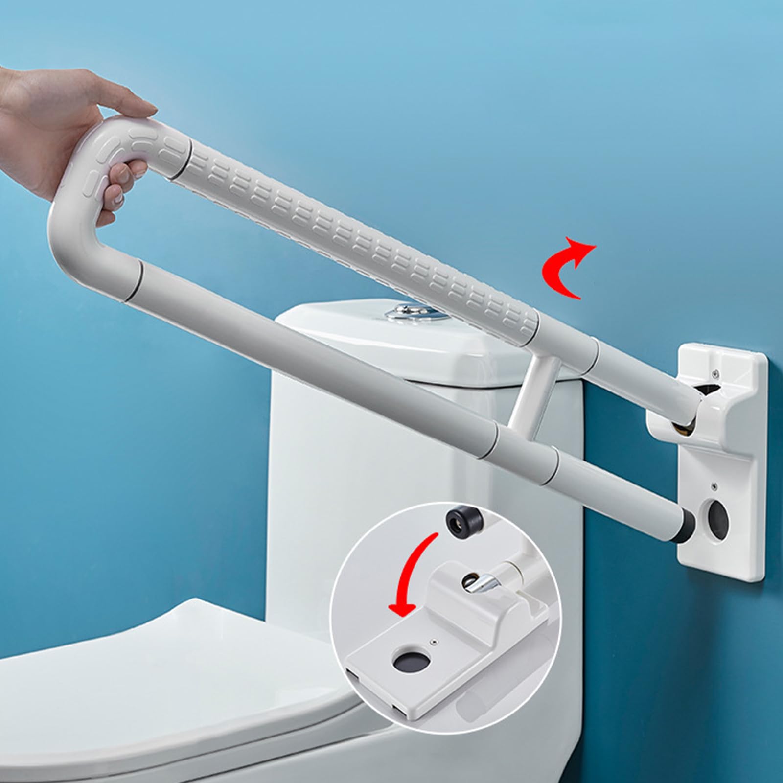 Maniglione Doccia Anziani Bianco, Maniglione Bagno Disabili Acciaio Inossidabile Maniglia di Sicurezza per Doccia 70cm Maniglie Antiscivolo Corrimano Barra Ribaltabile 70cm/27.5in
