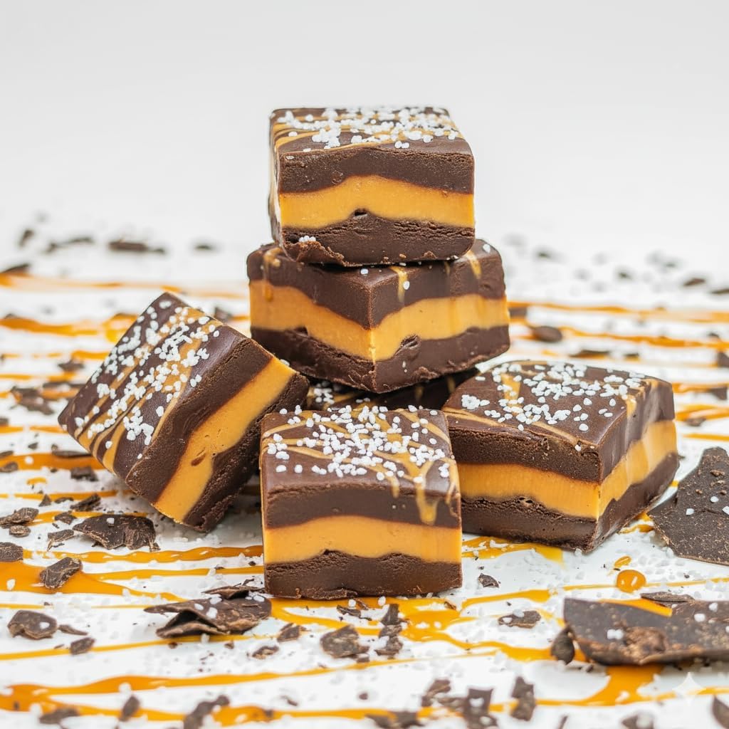 Valley Fudge Dark Chocolate Caramel Sea Salt Fudge Half Pound | Fresh Artisan Fudge | Made with Real Wisconsin Butter | Handmade Small Batch | 8 oz Pack