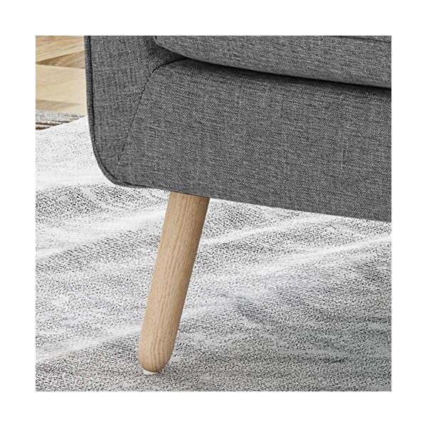 GDF Studio Eonna Buttoned Mid Century Modern Fabric Chair, Charcoal - Image 8