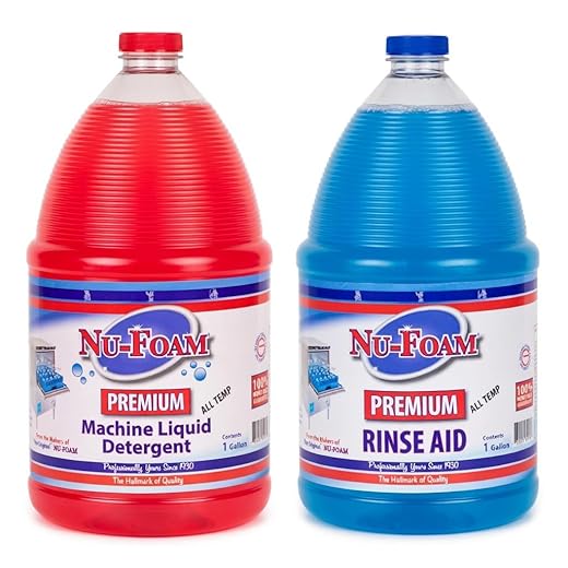 Nu-Foam Premium Commercial Dishwasher Detergent and Rinse Aid Set, 1 Gallon Each