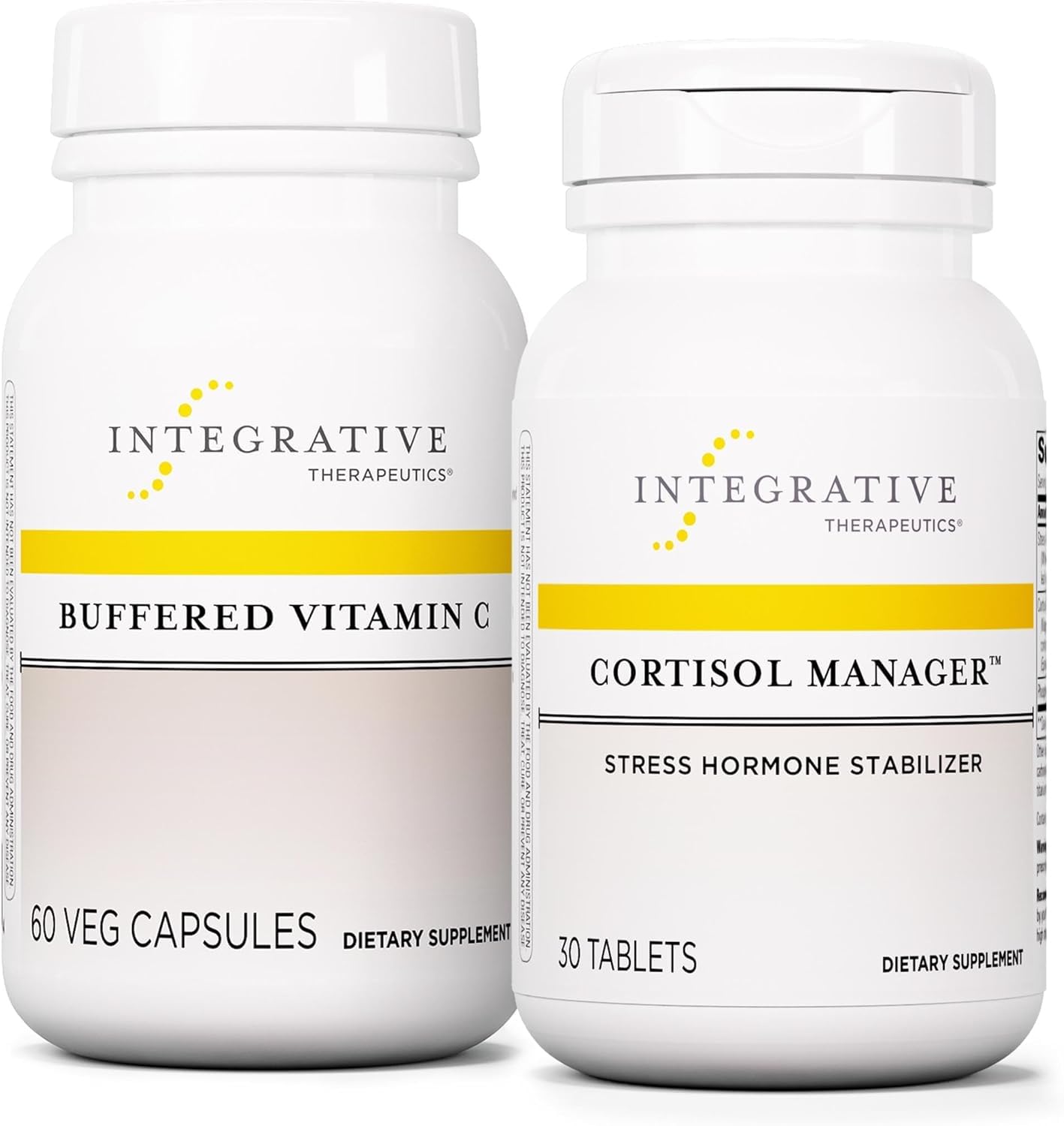 Integrative Therapeutics Bundle with Cortisol Manager, 30 Tablets - Buffered Vitamin C Capsules 1,000 mg, 60 Vegan Capsules - Stress Supplement with Ashwagandha
