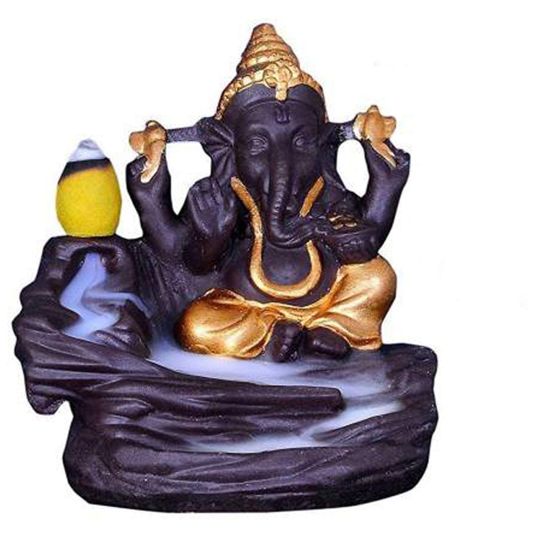 BG Bazzar Gali Lord Ganesha Idol with 30 Pieces Smoke Fountain Incense Cones (Assorted Colours) G.G.