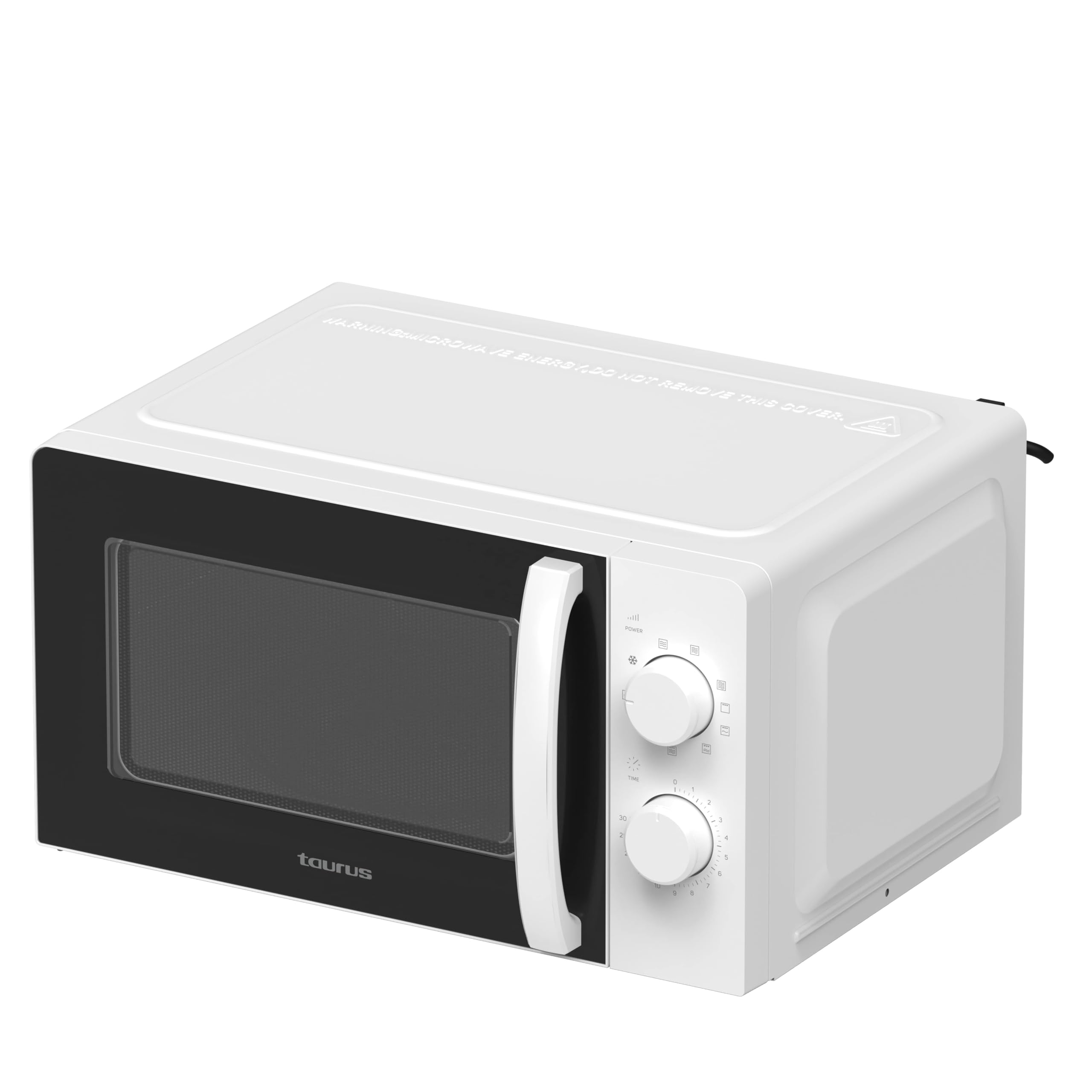Taurus Instant Grill Microondas con Grill 700W + 900W 20L, Función Descongelar, 6 Potencias, 3 Modos Combinados y Puerta Full Glass