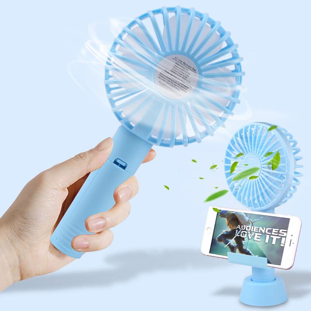 Mini Handheld Fan, PrettyDiva Rechargeable USB Portable Air Conditioner Fan, 8.5 Inches Personal Fan Desk Table-Top Cooling Fan for Office Room Outdoor Traveling