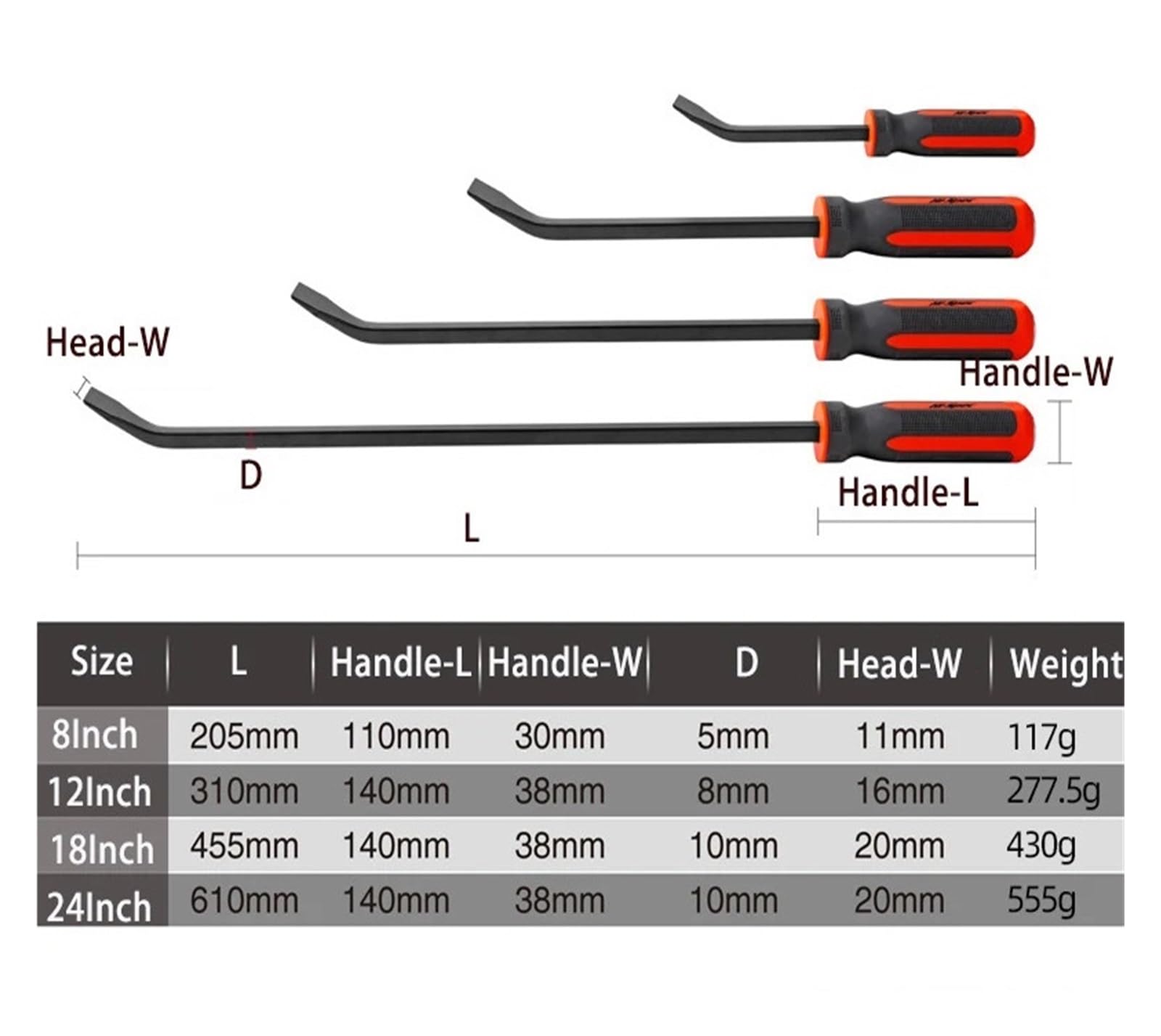 1 szt. 8-24 cali wielofunkcyjny łom z długimi oponami 30° narzędzie zamienne do podważania samochodu Heavy Duty narzędzia ręczne usuwania(12 inch)