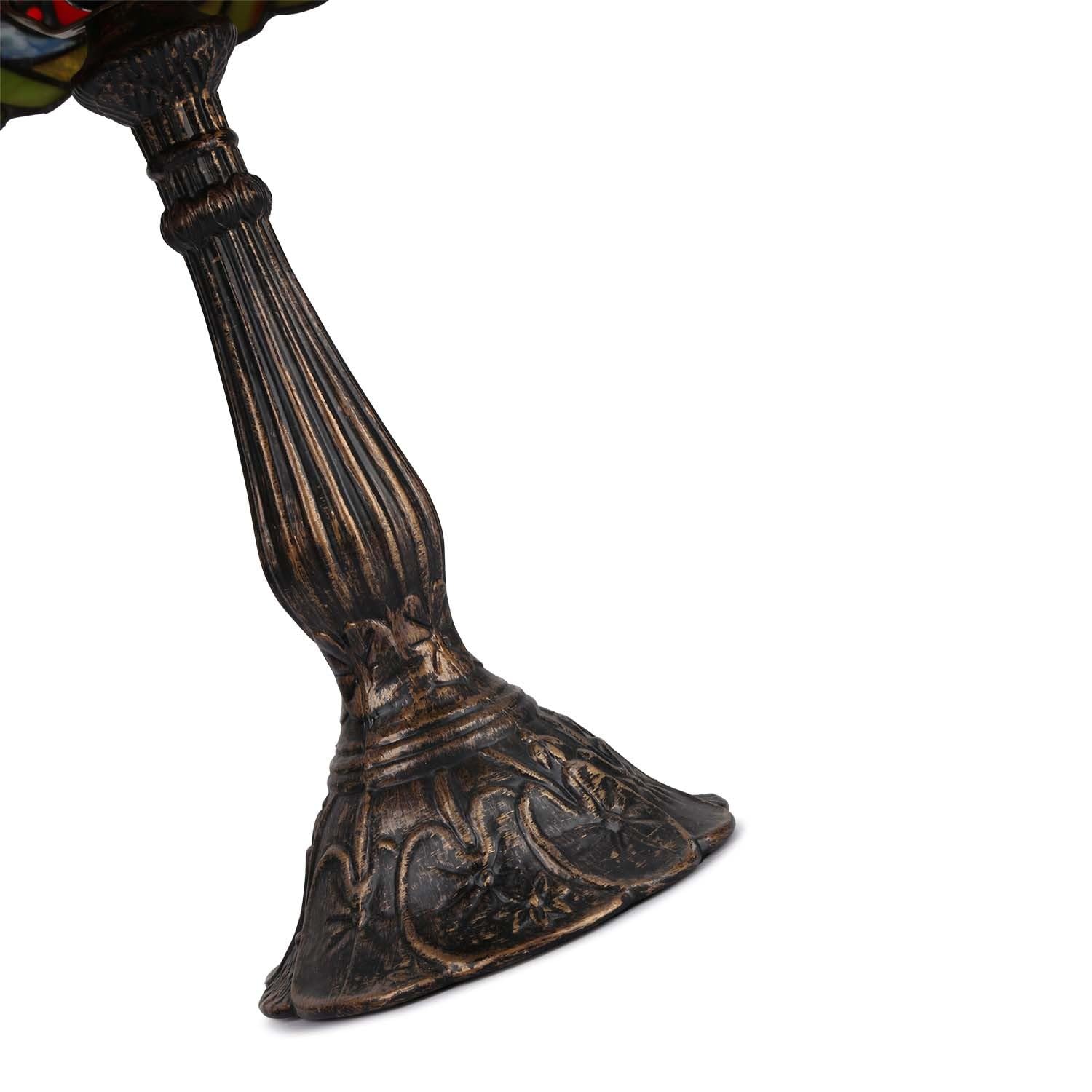 BARCELONA LED "Rafa" Tischleuchte im Tiffany-Stil Ø 30cm Lampenschirm aus Beige-Mehrfarbigem Glas. Klassisches Art Nouveau Vintage. E27 Lampe für Wohnzimmer, Schlafzimmer, Nachttisch und Büro