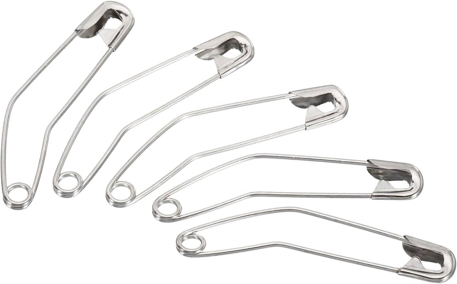 MECCANIXITY Safety Pins 2.24 Inch Metal Nickel Plated Curved Sewing