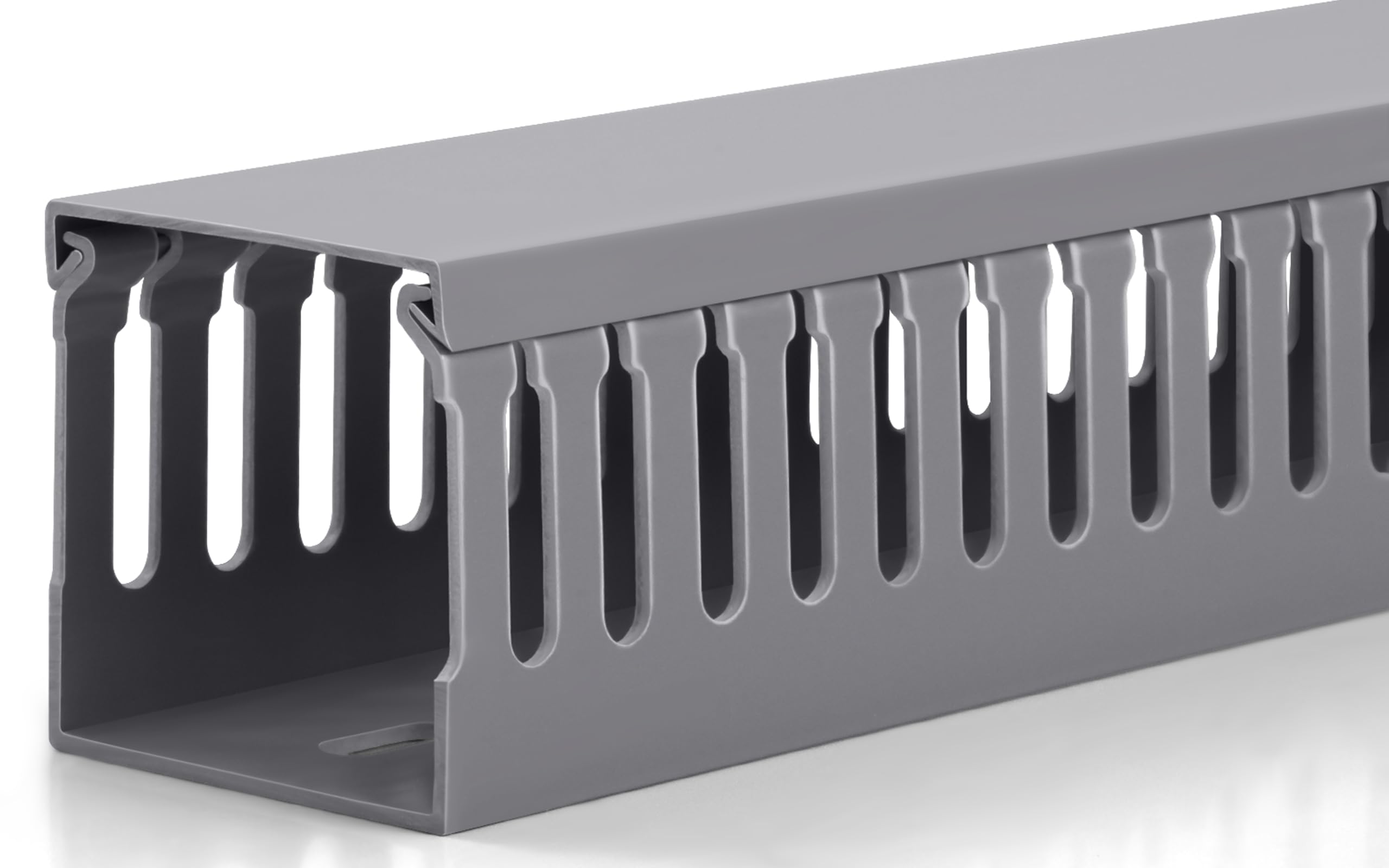 ZhiYo 2 x 2in Professional Server Rack Cable Management Raceway, 99in(6X L16.5in) Cable Raceway Kit, Electrically Safe PVC Open Slot Wire Raceway for Under Desk/Computer/Network Cords, Grey โ image 1