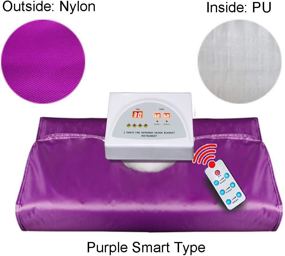 Elitzia Portable Far Infrared Sauna Blanket for Home Dual-Zone Heating Remote Control 95-176°F Adjustable Waterproof & Easy Clean Oxford Fabric Overheat Protection 70.9"x31.5" Purple