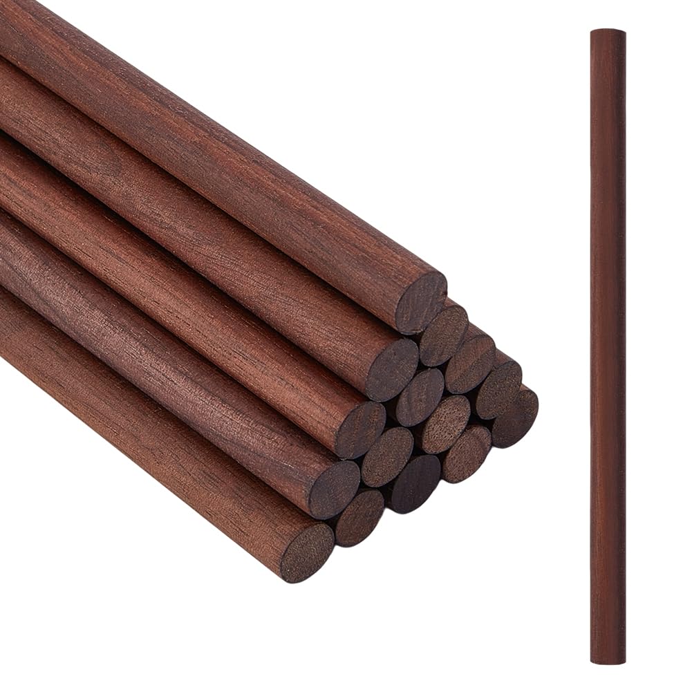 OLYCRAFT 16Pcs Walnut Wooden Dowel Rods 19cm Long Walnut Wood Round Rods 10mm Brown Wooden Dowel Sticks for Crafts Unfinished Wood Round Sticks for Crafts and Woodworking Handmade Accessories