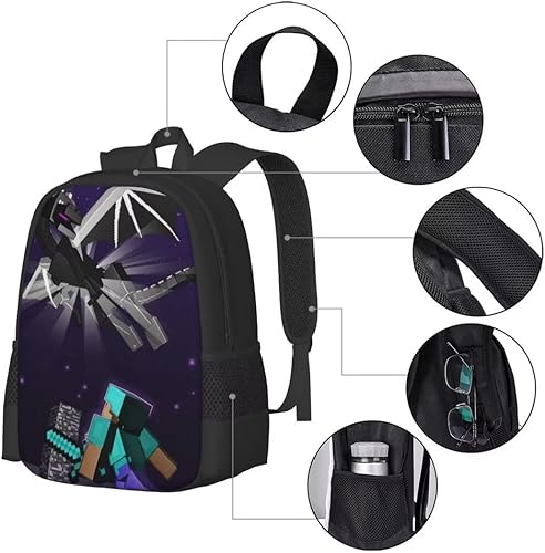 Miniatura 3 de Block World - Mochila de juego impresa en 3D, mochila de dibujos animados para laptop, mochila ligera y duradera, regalos para fanáticos del juego,