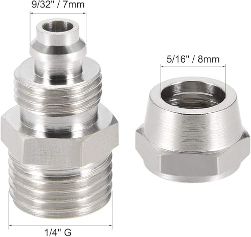 Miniatura 2 de uxcell Unión de montaje de tubo acampanado G1/0.157 x 0.315 in tubo OD reutilizable hidráulico recto manguera extremo macho accesorios 4 piezas